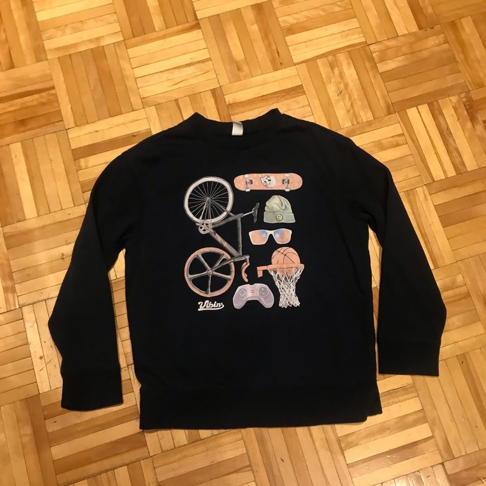 3-15$ Vibe Kids Black Sweatshirt with Fun Graphics